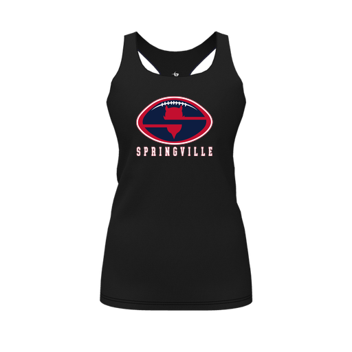 [CUS-DFW-RCBK-PER-BLK-FYS-LOGO2] Racerback Tank Top (Female Youth S, Black, Logo 2)