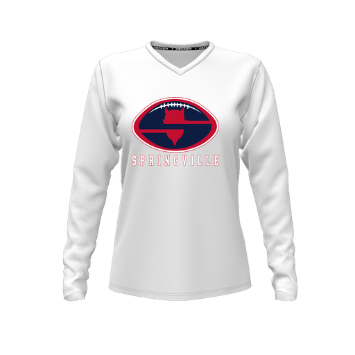 [FTLVCFWH-FYXS-LOGO2] Decker Comfort T-Shirt (Female Youth XS, White, V Neck, Logo 2, Long Sleeve)