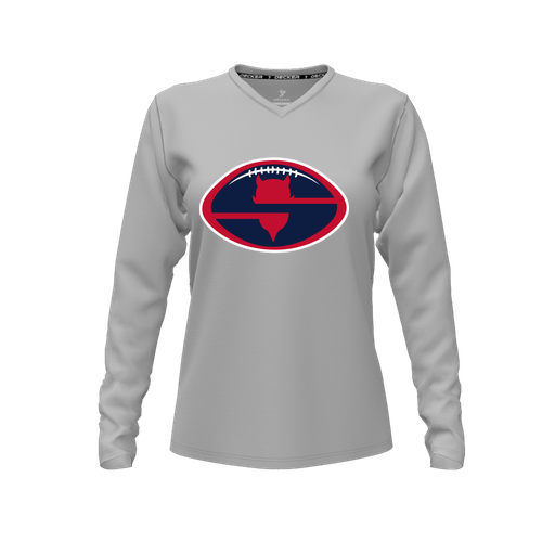 [FTLVCFGY-FYXS-LOGO1] Comfort T-Shirt (Female Youth XS, Gray, V Neck, Logo 1, Long Sleeve)