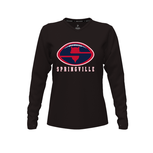 [CUS-DFW-TEES-PER-VNK-LSL-BLK-FYXS-LOGO2] Performance T-Shirt (Female Youth XS, Black, V Neck, Logo 2, Long Sleeve)
