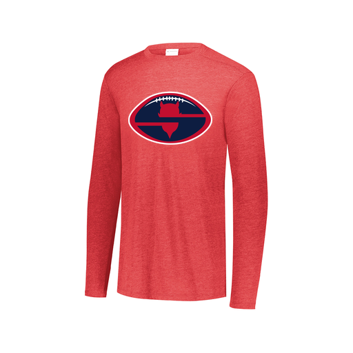 [FTLCUBRD-AXS-LOGO1] Decker Men's Tri-Blend T-Shirt - Long Sleeve (Adult XS, Red, Logo 1)