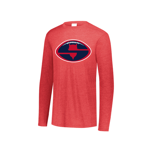 [FTLCUBRD-YS-LOGO1] Decker Youth Tri-Blend T-Shirt - Long Sleeve (Youth S, Red, Logo 1)